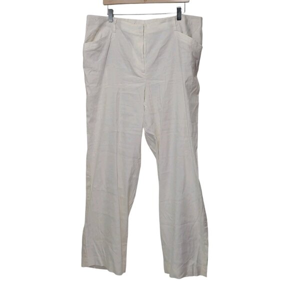J.Jill Linen / Rayon Stretch Pants Women's Size 20 Off White Color (READ DESCRIP - Picture 1 of 11
